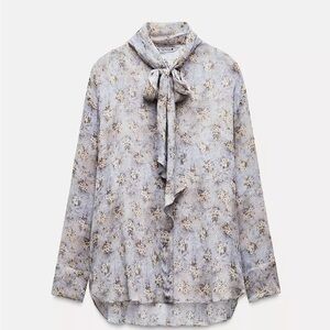 Zara TIED Floral Print Women's Blouse